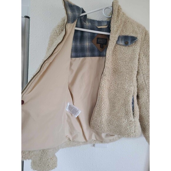 Pendleton Sherpa Fleece Cozy Western Cowgirl Teddy Coat Jacket w Pockets SMALL S - Picture 7 of 9
